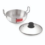 HAZEL 4 mm Aluminium Kadhai with Glass Lid | Vessels for Cooking and Deep Frying, 1750 ML | Ideal Diwali Gifts for Home Chefs and Festive Celebrations