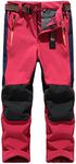 Jessie Kidden Kids Boys Girls Youth Waterproof Windproof Hiking Ski Snow Pants Elastic Waist Warm Insulated Fleece Lined Winter Pants (16010 Red-new, 8-9 Years)