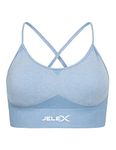 JELEX Angelina Women's Fitness Sports Bra Suitable for Running, Gym or Home Gym, Removable Pads and Tight Fit with Optimal Support and Wide Underbust Band, blue, XL