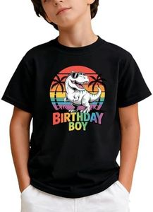 Birthday Boy Shirt Toddler Boys 2t 3t 4 Years 5 Years 6 Years Birthday Short Sleeve Dinoaur Funny T-Shirt Top (Black 1,2-3T)