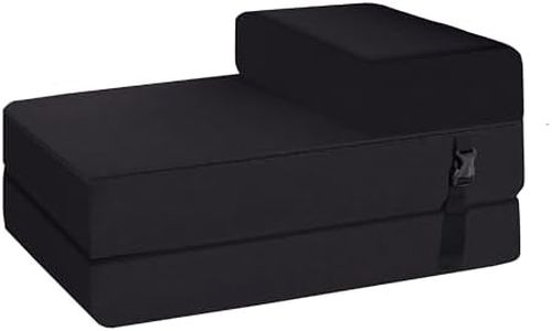 SAPPHIRE Z Bed Single Fold Out Chair Sofa Bed Guest Tri fold Futon Mattress Foam Soft, Comfortable for Kids & Adults Black