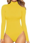 MANGOPOP Women's Mock Turtle Neck Long Sleeve Tops Bodysuit Jumpsuit