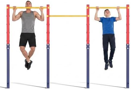 Costway Outdoor In-Ground Pull Up Bar, Heavy Duty Metal Pull Up Bar Station with 5 Adjustable Heights, 4 Ground Anchors, Free Standing Fitness Equipment for Backyard, Park, School Workout, 330 kg Capacity (338 x 5 x 231.5 cm)