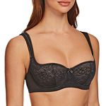 MELENECA Women's Balconette Bra with Padded Strap Half Cup Underwire Sexy Lace Black 36G