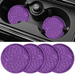 ME.FAN Car Cup Coaster [4 Pack] Silicone Car Coasters/Cup Mats - 2.75In Universal Non-Slip Recessed Car Interior Accessories - Car Cup Holder Insert Coasters Deep Purple