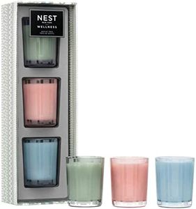 NEST Fragrances Wellness Scented Votive Candle Trio, Wild Mint & Eucalyptus, Driftwood & Chamomile, Himalayan Salt & Rosewater, 2 inch