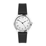 Sekonda Classic Ladies 27mm Quartz Easy Read Watch with White Dial Analogue Display and Black Strap