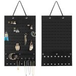 HASTHIP® Hanging Jewellery Organizer for Women, Large Bracelets Earrings Organizer Box, Soft Felt Necklaces Earrings Storage Holder Hanger Display Board for Jewellery, Studs Hoop Earrings