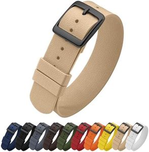 ULLCHRO Watch Strap FKM Rubber Watch Strap 20mm Waterproof Silicone Replacement Band 22mm, Soft Rubber for Man Watch Band (20mm, Khaki)