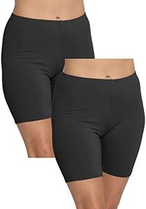 Women's Cotton Plus Size Biker Shorts 2 Pack Black 4X