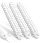 Vicloon Wireless Under Cupboard Light, 3Pcs 72 LED USB Rechargeable Stick-on Lights, Motion Sensor Lights Indoor, Under Cabinet Lighting LED Wardrobe Cupboard Lights for Closet and Hallway