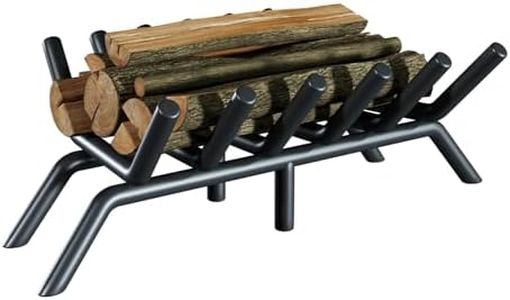 jkxoo Fireplace Log Grate, 17 inch Solid Round Steel 6 Bar Heavy Duty Firewood Stove, Firewood Log Holder Rack Grates for Outdoor Kindling Tools Pit Indoor Fireplace Log Holder Wrought Iron Wood Stove