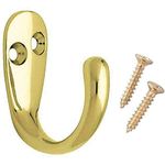 Fort Fasteners Robe Hooks Single Brass Plated Pack of 4