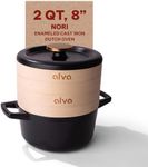 Alva Nori Black Enameled Cast Iron Dutch Oven Pot with Lid & Dual Handles, Suitable for Oven, Gas, Ceramic, Electric, & Induction, Hand Wash (5.3 Qt. Round Dutch Oven)