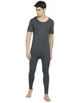 Jockey Men's Cotton Thermal Set (Top & Bottom Both, Charcoal) (Large)