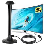TV Aerial - Indoor TV Aerial for Smart TV with Signal Booster - Digital Aerial for Freeview 650+ Miles Long Range Support 4K 1080P (Matt Black)