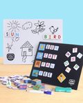 Play Nation Premium 107 Pcs Spell Word 3 Letter Alphabet Magnetic Learning Set with Magnets, Magnetic Board and Duster | BIS Certified | Birthday Gift | Multicolor | 3+ Years