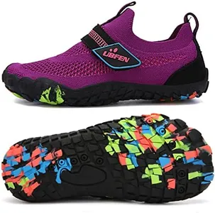 UBFEN Kids Water Shoes for Boys Girls Quick Dry Lightweight Aqua Socks for Toddlers Little Big Kid Barefoot Beach and Pool Sports Non-Slip Swim Shoes D Purple 10 Toddler