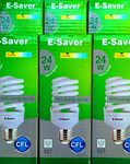 E-Saver - CFL Full Spiral - Energy Saving Light Bulbs -24w = 120 Watt - (Pack of 6) - Warm White 2700k - Screw in Cap - Screw Edison (ES - E27 Bulb)