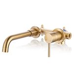 Wall Mount Bathroom Faucet - ARCORA Brushed Gold Bathroom Sink Faucet - Single Handle Vanity Faucet - Swivel Spout Basin Faucet with Rough-in Valve