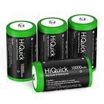 HiQuick 10000mAh D Rechargeable Batteries - 1.2V Huge Capacity Size D Battery, Ni-MH D Cell Batteries Pack of 4