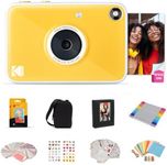 Kodak Printomatic+ Full Color Instant Print Digital Camera Gift Bundle + Case + Zink 2x3 Sticky Back Photo Paper 20pk + Album + Sticker Sets + Sticker Frames + Hanging Frames + Markers - Yewllow