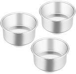 4 Inch Cake Pan Set of 3, E-far Stainless Steel Mini Round Smash Cake Baking Pans, Non-Toxic & Healthy, Straight Sided & Even Baking, Easy Clean & Dishwasher Safe