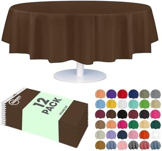 Grandipity 12 Pack Premium Disposable Plastic Tablecloth 84" Inch Decorative Round Table Cover - Brown