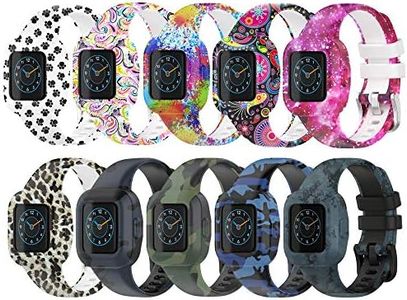 Compatible with Garmin Vivofit jr 3 Bands, Soft Silicone Wristband Pattern Printed Strap Replacement Accessories for Kid's Vivofit jr. 3 (10-Pack)