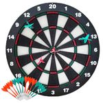 Safety Dart Board for Kids,16.5 Inch Dart board with 12 Rubber Soft Tip Darts Office Relaxing Sport for Kids and adult.