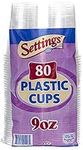 Settings [80 Count - 9 Oz Cups] Large 9 Oz Clear Disposable Plastic Drinking Cups Great For Juice, Water, Soda, Beer, Use At Party, Home, Office, Picnic, BBQ, Or Event, 1 Pack