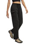baleaf Women's Hiking Pants 29'' Convertible Zip-Off Pants with 6 Pockets Water Resistant Lightweight Quick Dry UPF 50+ Black S