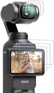 AMAZEAR Lens Screen Protector for DJI Osmo Pocket 3 Accessories (6 Pack), Pocket3 Tempered Glass Screen Protector OLED Display, Full Protection, Ultra HD, 9H Hardness, Scratch Resistant