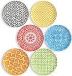 AHX Plate Set 8 Inch - Salad Plates | Dessert Appetizer Plates Colorful - Porcelain Lunch Plates - Set of 6 - Dishwasher and Microwave Safe