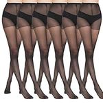 MANZI 6 Pairs Black Pantyhose for Women 20 Denier High Waist Sheer Tights(Black,Small)