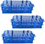 krngcwc 3 Packs Plastic Test Tube Rack, 60 Holes Lab Test Tube Rack Holder for 16mm Test Tubes, Blue, Detachable (60holes)