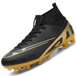 VTASQ Boys' Football Boots Kids Girls Turf High Top Spikes Non-Slip Junior Soccer Shoes Sports Shoes Soccer Athletics Training Shoes Outdoor Sneakers for Unisex Black 13UK