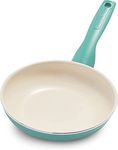 GreenPan Rio Healthy Ceramic Non-Stick 18cm Frying Pan Skillet, PFAS Free, Stay-Cool Handle, Oven Safe up to 160°C, Dishwasher Safe, Turquoise & Cream