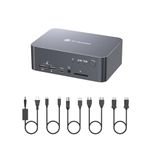 AV Access KVM Switch Docking Station for a Laptop and Desktop Dual Monitor, 1G Ethernet, EDID, Type-C 60W Charging for Laptop, USB 3.0 4K KVM Switch with HDMI and DisplayPort, Dual 4K@60Hz,1080P@240Hz