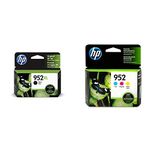 HP 952XL Black High Yield & HP 952 Cyan, Magenta, Yellow Original Ink Cartridges 4 Cartridge Bundle (F6U19AN + N9K27AN)