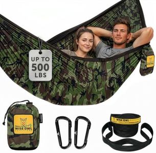 Wise Owl Outfitters Camping Hammock – 500lbs Portable Hammock with Tree Straps - Travel, Backpacking, Hiking, Outdoors Camping Gear - Double