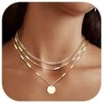 MILACOLATO Gold Necklaces for Women Girls 14K Gold Plated Necklaces Layered Herringbone Snake Gold Chain Necklaces Gold Pendant Necklace Jewellery Set-YG