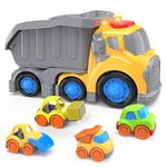 Toddler Trucks Toys for 1 2 3 Year Old Boys, 5 PCs Dump Truck Toy with Lights & Sounds Effects for Toddlers 1-2, Trucks Toys Set for Kids Boys & Girls Age 2-3 Christmas Birthday Gifts