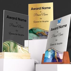 WOCOCN Personalized Trophy,Acrylic Trophy Award,Unique Marble Custom Plaques,Size 8 x 6in,Awards and Trophies for Activities,Employee Appreciation,Recognition,Retirement (Shape D)