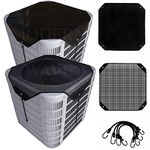 Modern Wave - 2 (Two) Central Air Conditioner Covers Set for Outside Units 32 x 32 - Top Universal mesh and Winter Waterproof Outdoor AC Defender Set (32" x 32")…