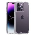 Case-Mate Tough Plus iPhone 14 Pro Case - Clear [15FT Drop Protection] [Wireless Charging Compatible] Phone Case for Apple 14 Pro 6.1", Shockproof Cover with Anti Yellowing & Anti Scratch Tech, Slim