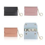 Sekonow 4Pcs Birth Control Pill Case Holder, PU Leather Birth Control Case Sleeve Wallet with Snap and Keyring, Privacy Protection Contraceptive Medicine Holder Keychain