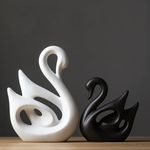 JXCBXJ Ceramic Statue,2 Pieces Swan Sculpture Decor,Creative Ceramic Decorative,Crafts Ornaments Home Decor,Memorial Gift for Parents, Suitable for Shelf, Bookself, TV Stand Decor.