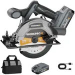 WORKPRO 20V Brushless Circular Saw, 5500 RPM mini circular saw with 6-1/2'' Saw Blade & Storage Bag, Max Cutting Depth 2-5/16"(90°),1-9/16" (45°) for Precise Wood & PVC Cutting