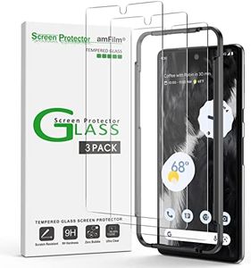 (3 Pack) amFilm Compatible with Google Pixel 7 6.3" Tempered Glass Screen Protector, 0.26mm Thickness HD Clear, Bubbles-Free and Case Friendly.